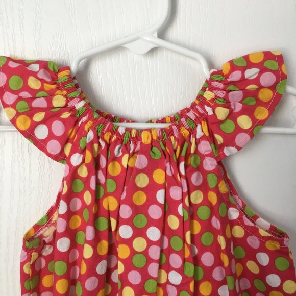Hayley and the Hound Dress 3T Polka Dot Short Sleeve Sundress Pink Green Yellow - Picture 3 of 7